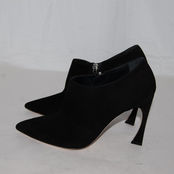 $1050❤️ 37/7 DIOR Black Real Suede Leather High Heel Ankle Boots Bootie ITALY - Picture 1 of 7